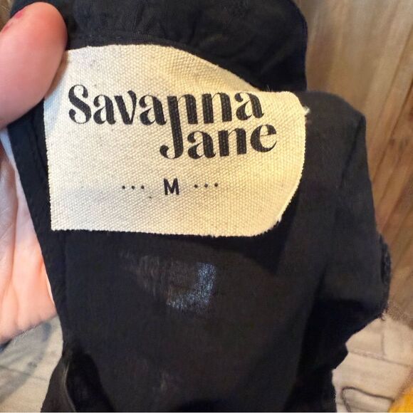 Savanna Jane Boho Sleeveless Top Medium Black Floral Embroidery Crochet - Picture 5 of 8